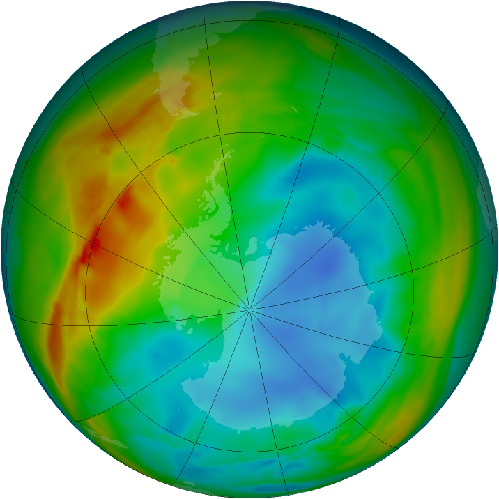 Antarctic ozone map for 19 July 2007